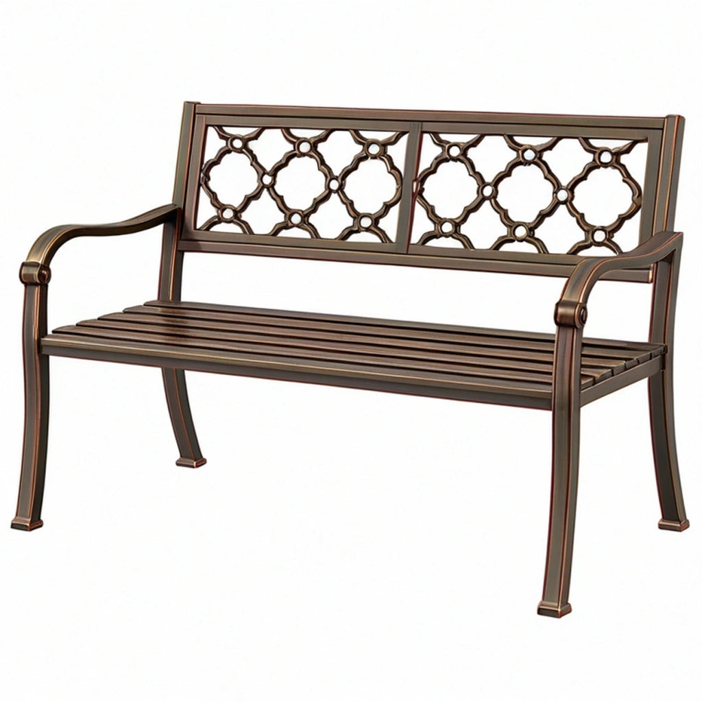 Panca da giardino 120 x 60 x 90 cm in metallo marrone stile classico