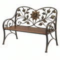 Panca da giardino 122 x 55 x 100 cm in ferro bronzo stile floreale