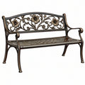Panchina da giardino 122 x 61 x 95 cm in ferro bronzo con schienale floreale classico