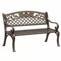 Panca da giardino 125 x 60 x 92 cm in metallo bronzo scuro - stile classico decorativo