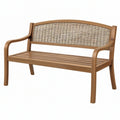 Panca da giardino 120 cm in legno marrone con schienale intrecciato