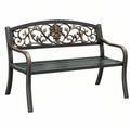 Panchina da giardino 122 x 58 x 91 cm in metallo nero bronzo con schienale floreale classico