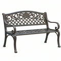 Panchina da giardino 122 cm in metallo bronzo con schienale decorativo