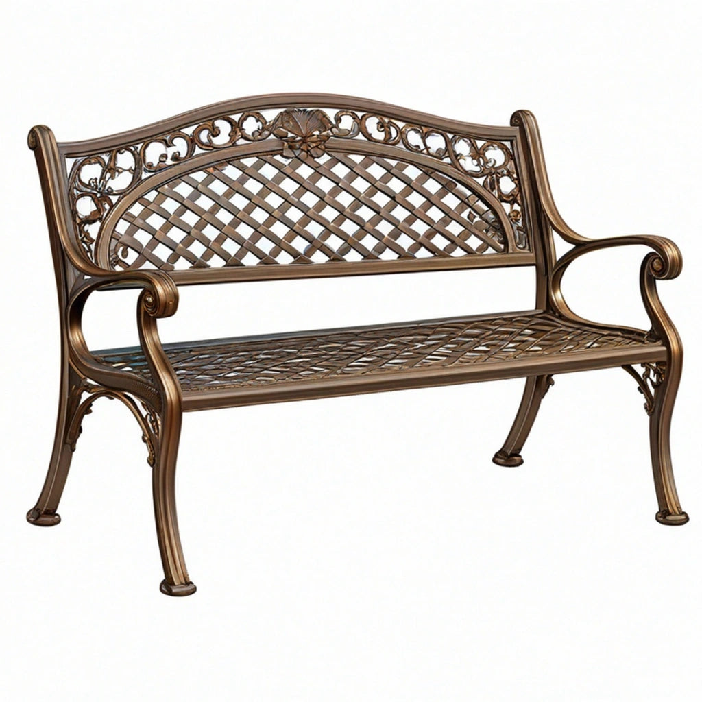 Panchina da giardino 120 x 60 x 90 cm in metallo bronzo stile classico