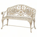 Panca da giardino 120 x 60 x 90 cm in alluminio avorio stile classico decorata