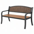 Panca da giardino 120 x 60 x 88 cm in metallo e rattan sintetico nero/marrone stile classico