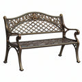 Panchina da giardino 120 x 60 x 90 cm in metallo bronzo - stile classico con schienale decorato