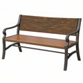 Panchina da giardino 122 x 62 x 86 cm in metallo e legno marrone e nero con schienale decorativo