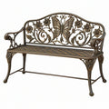 Panca da giardino 120x60x95 cm in metallo bronzo con schienale a farfalla stile classico