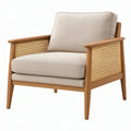 Poltrona 78 x 75 x 80 cm in legno e rattan beige per soggiorno stile naturale
