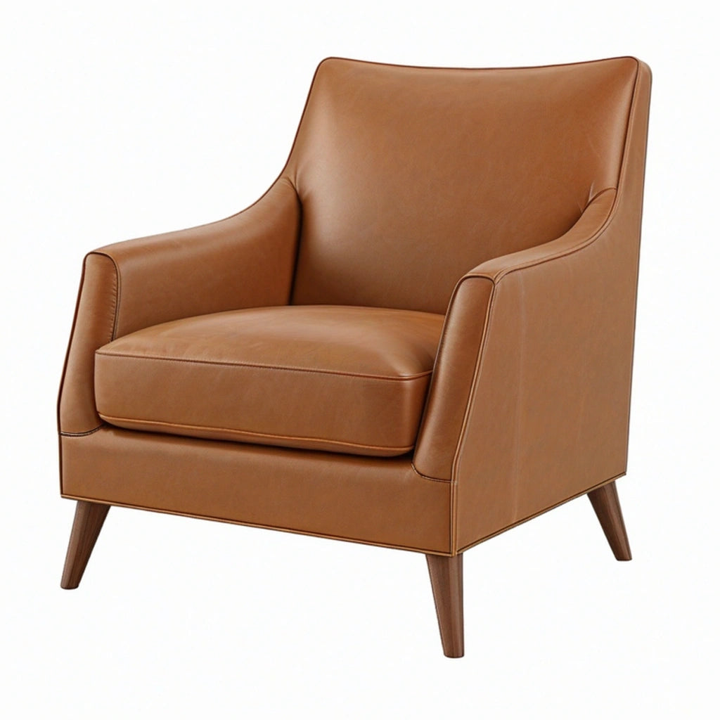 Poltrona 80 x 85 x 96 cm in similpelle marrone stile moderno con braccioli