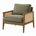 Poltrona 78 x 78 x 80 cm in legno e rattan verde oliva per soggiorno - stile moderno