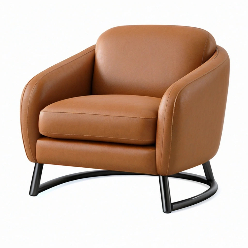 Poltrona 78 x 75 x 78 cm in similpelle marrone con struttura in metallo stile moderno