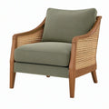 Poltrona 75 x 80 x 92 cm in legno e tessuto verde con pannelli intrecciati stile contemporaneo