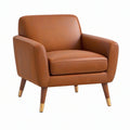 Poltrona 82 x 78 x 85 cm in similpelle marrone cognac con gambe in legno stile moderno