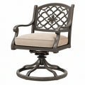 Poltrona da esterno 65 x 68 x 94 cm in metallo marrone con seduta beige girevole classica