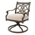 Poltrona girevole 70 x 75 x 95 cm in metallo marrone con cuscino in tessuto stile classico