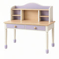 Scrivania per bambini 100 x 55 x 110 cm in legno bianco e lilla con cassetti e ripiani