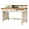 Scrivania 120 x 60 x 90 cm in legno bianco e marrone con 3 cassetti stile classico