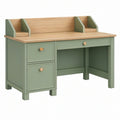 Scrivania 120 x 60 x 100 cm in legno verde salvia con cassetti e portadocumenti