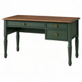Scrivania 140 x 60 x 76 cm in legno verde e marrone classica con 3 cassetti