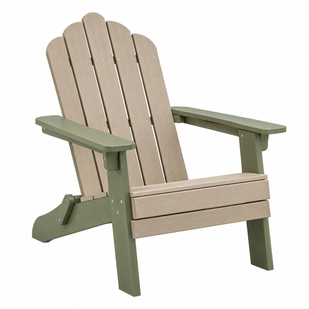 Sedia Adirondack 80 x 90 x 98 cm in plastica effetto legno beige verde per esterno