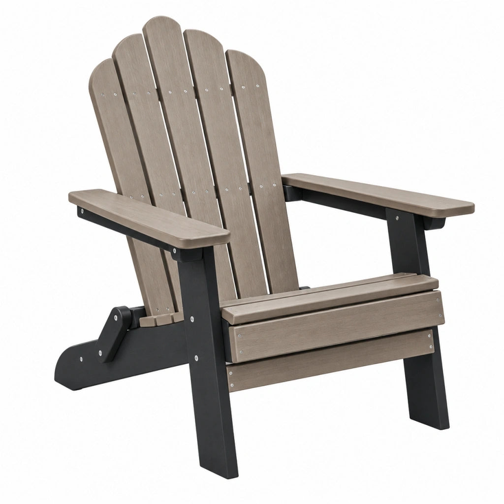 Sedia Adirondack da esterno 83 x 78 x 98 cm in HDPE tortora e nero con braccioli